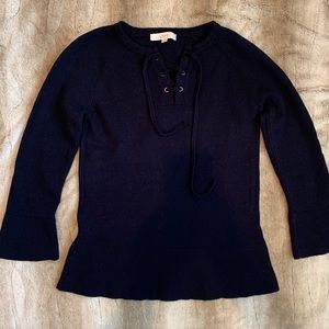 Navy blue Loft bell sleeve sweater